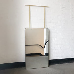 Quadris™ Modern Ceiling Hanging Suspended Rectangular Mirror with Brushed Brass Frame