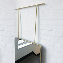 Quadris™ Modern Ceiling Hanging Suspended Rectangular Mirror with Brushed Brass Frame