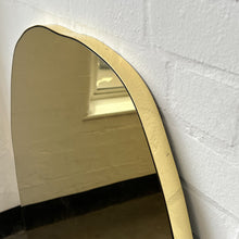 Contemporary Gold Tinted Freeform Mirror with Brass Frame
