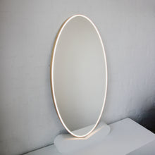 NEW Ovalis™ Oval shaped Front Illuminated Modern Large Mirror with a Brushed Brass Frame