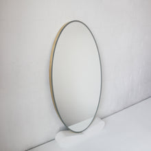 NEW Ovalis™ Oval shaped Front Illuminated Modern Large Mirror with a Brushed Brass Frame