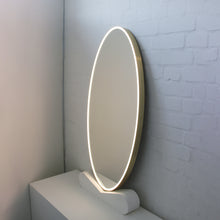 NEW Ovalis™ Oval shaped Front Illuminated Modern Large Mirror with a Brushed Brass Frame