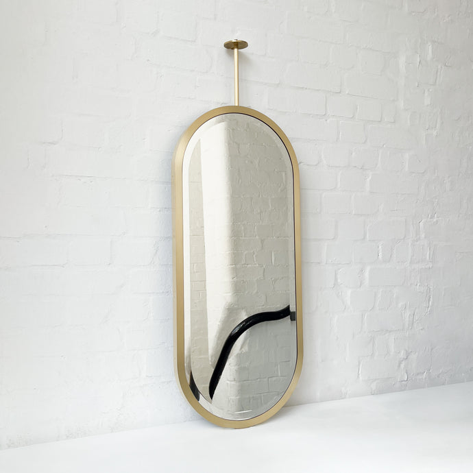 NEW Modern Capsula™ Ceiling Suspended Bevelled Mirror with Brass Full Frame