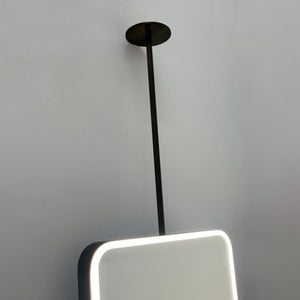 Ceiling Suspended Quadris Illuminated Rectangular Mirror with Minimalist Bronze Patina Frame