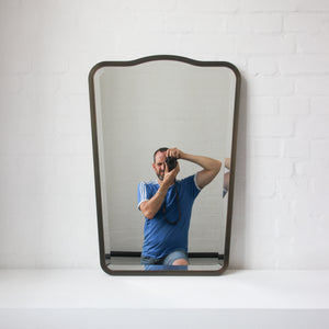 Mid Century Bevelled Mirror with Handcrafted Patina Full Frame - Vintage N.4