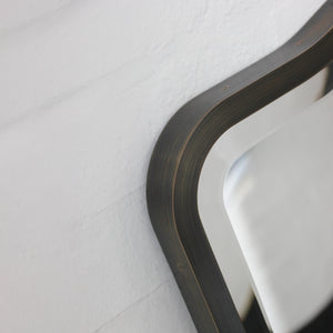 Mid Century Bevelled Mirror with Handcrafted Patina Full Frame - Vintage N.4