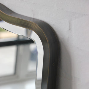 Mid Century Bevelled Mirror with Handcrafted Patina Full Frame - Vintage N.4