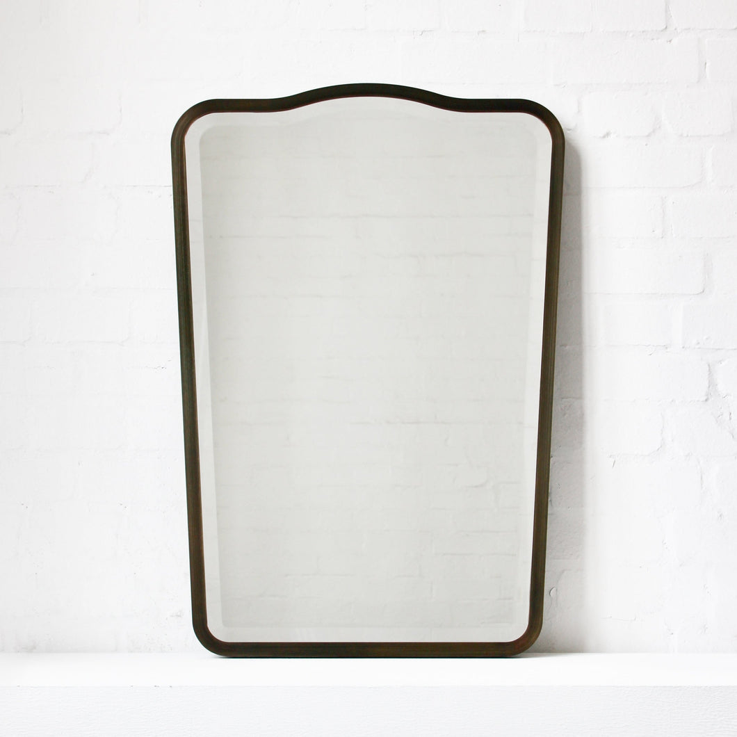 Mid Century Bevelled Mirror with Handcrafted Patina Full Frame
