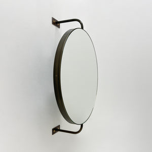 Vorso™ Wall Attached Rotating Round Modern Mirror with Brass Frame
