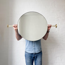 Wall-to-Wall Orbis Round Modern Mirror with Brushed Brass Frame