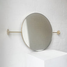 Wall-to-Wall Orbis Round Modern Mirror with Brushed Brass Frame