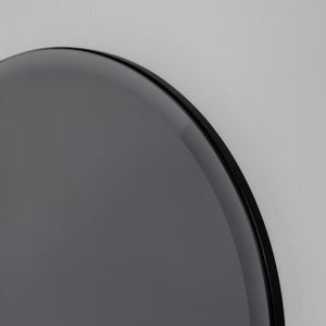 Orbis™ Bevelled Black Round Frameless Contemporary Mirror with Velvet Backing