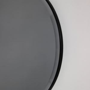 Orbis™ Bevelled Black Round Frameless Contemporary Mirror with Velvet Backing