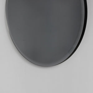 Orbis™ Bevelled Black Round Frameless Contemporary Mirror with Velvet Backing