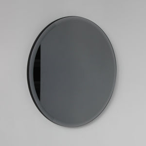 Orbis™ Bevelled Black Round Frameless Contemporary Mirror with Velvet Backing