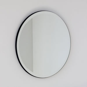 Round Bevelled Frameless Mirror with Velvet Backing