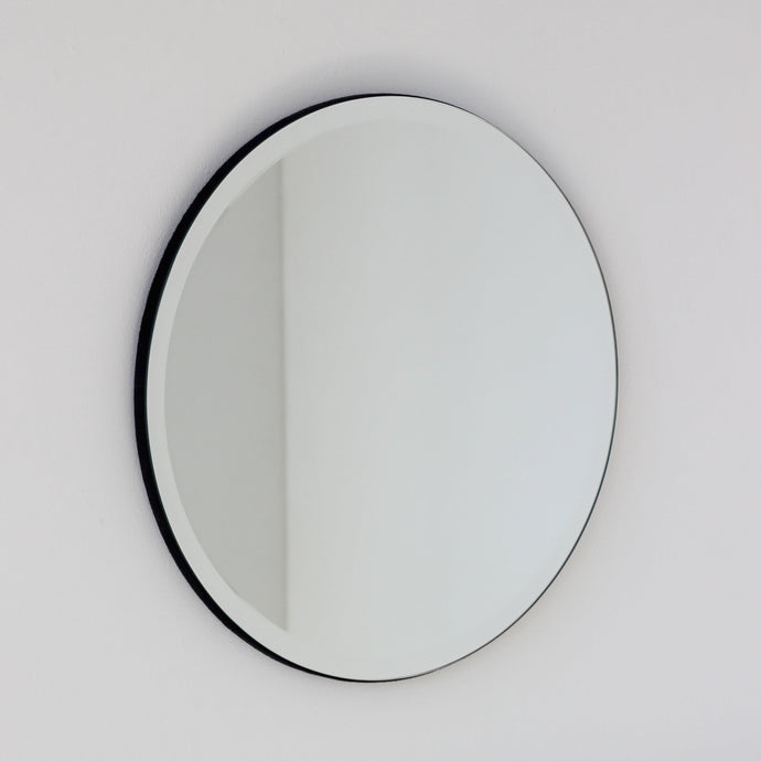 Round Bevelled Frameless Mirror with Velvet Backing