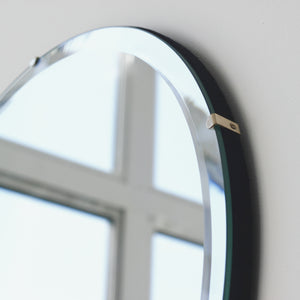 Orbis™ Bevelled Round Frameless Art Deco Mirror with Brass Clips