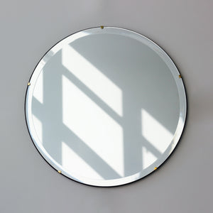 Orbis™ Bevelled Round Frameless Art Deco Mirror with Brass Clips