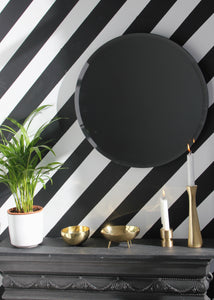 Orbis™ Bevelled Black Round Frameless Contemporary Mirror with Velvet Backing