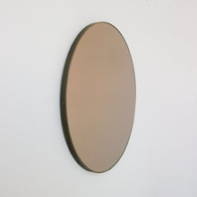 Orbis™ Bronze Tinted Round Contemporary Mirror with a Bronze Patina Brass Frame