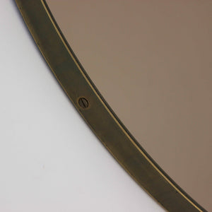 Orbis™ Bronze Tinted Round Contemporary Mirror with a Bronze Patina Brass Frame
