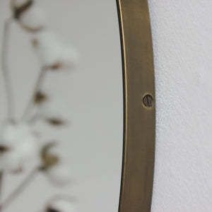 Orbis™ Round Mirror with a Minimalist Handcrafted Bronze Patina Frame