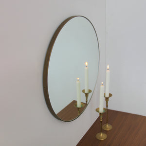Orbis™ Round Mirror with a Minimalist Handcrafted Bronze Patina Frame