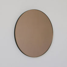 Orbis™ Bronze Tinted Round Contemporary Mirror with a Bronze Patina Brass Frame