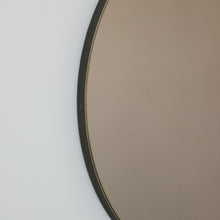Orbis™ Bronze Tinted Round Contemporary Mirror with a Bronze Patina Brass Frame