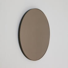 Orbis™ Bronze Tinted Round Contemporary Mirror with a Bronze Patina Brass Frame