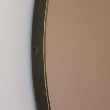Orbis™ Bronze Tinted Round Contemporary Mirror with a Bronze Patina Brass Frame