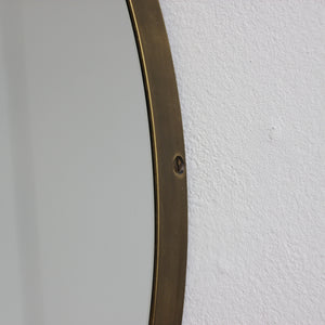 Orbis™ Round Mirror with a Minimalist Handcrafted Bronze Patina Frame