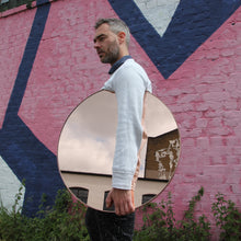 Orbis™ Rose gold Tinted Modern Round Mirror with a Copper Frame