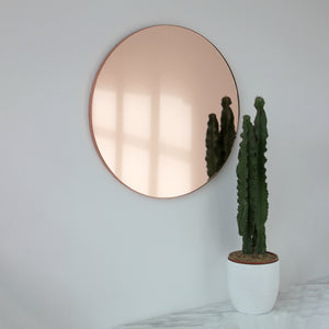 Orbis™ Rose gold Tinted Modern Round Mirror with a Copper Frame