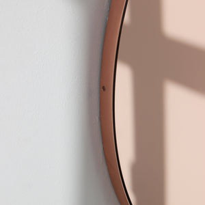 Orbis™ Rose gold Tinted Modern Round Mirror with a Copper Frame