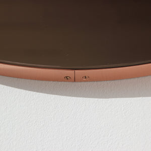 Orbis™ Rose gold Tinted Modern Round Mirror with a Copper Frame