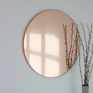 Orbis™ Rose gold Tinted Modern Round Mirror with a Copper Frame