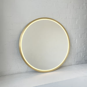 Front Illuminated Orbis™ Round Mirror with Handcrafted Brass Full Frame