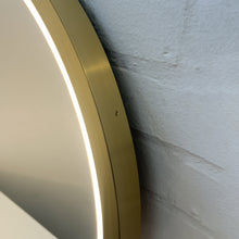 Front Illuminated Orbis™ Round Mirror with Handcrafted Brass Full Frame