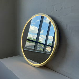 Front Illuminated Orbis™ Round Mirror with Handcrafted Brass Full Frame