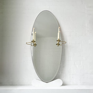 Oval shaped Bevelled Mirror with a Brushed Brass Frame