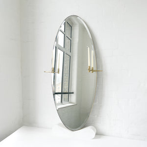 Oval shaped Bevelled Mirror with a Brushed Brass Frame