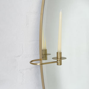 NEW Ovalis™ Oval shaped Bevelled Mirror with Decorative Candleholders and Brushed Brass Frame