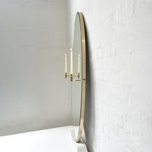 Oval shaped Bevelled Mirror with a Brushed Brass Frame