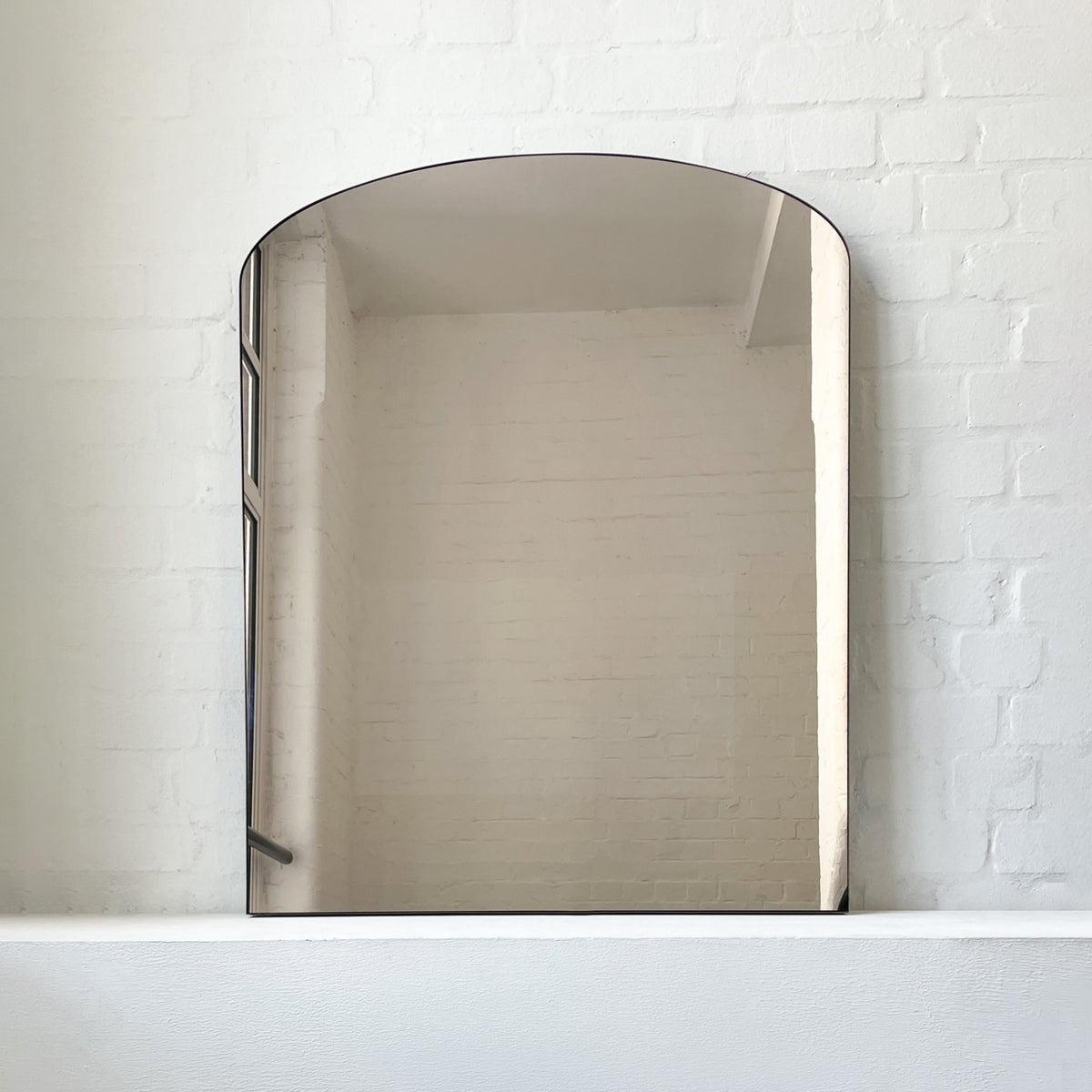 Arched Overmantel Mirror with Bronze Patina Brass Frame