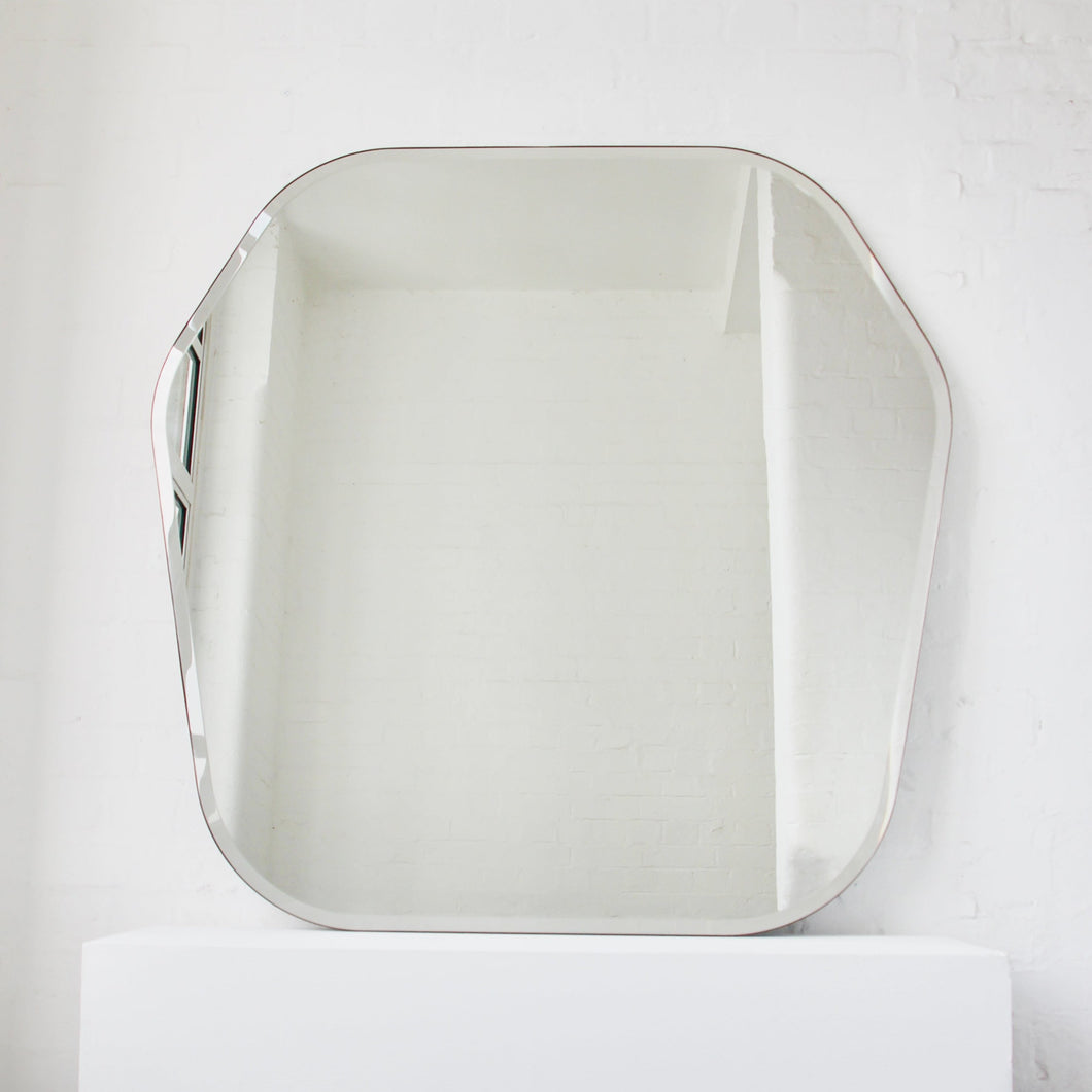 Overmantel Hexagonal Bevelled Mirror with a Handcrafted Bronze Patina Frame