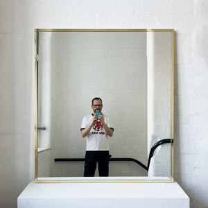 NEW Oversized Quadris™ Rectangular Contemporary Mirror with Brass Full Frame