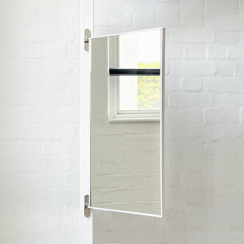 NEW Porta™ Rectangular Wall Mirror with Hinges and White Minimalist Frame