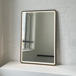 Quadris™ Front Illuminated Rectangular Mirror with Bronze Patina Mitred Full Frame